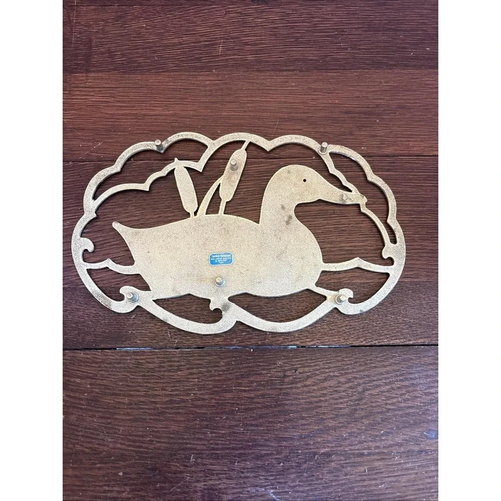 Vintage Duck in Pond SILVER PLATE TARNISH RESISTANT Large Trivet  Japan‎ 10 INCH